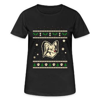 Papillon Weihnachtsgeschenk - Frauen T-Shirt atmungsaktiv - Schwarz - Vorne - AI Model Female 172 light (172cm)