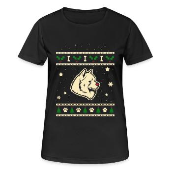 Samojeden Weihnachtsgeschenk - Frauen T-Shirt atmungsaktiv - Schwarz - Vorne - AI Model Female 172 light (172cm)