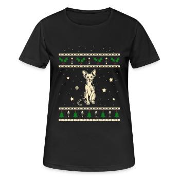 Sphynx Weihnachtsgeschenk - Frauen T-Shirt atmungsaktiv - Schwarz - Vorne - AI Model Female 172 light (172cm)