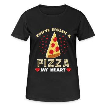 Pizza heart Valentines day gift love couple - Women's Breathable T-Shirt - black - Front - AI Model Female 172 light (172cm)