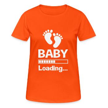 chargement bébé - T-shirt respirant Femme - orange néon - Devant - AI Model Female 172 dark (172cm)