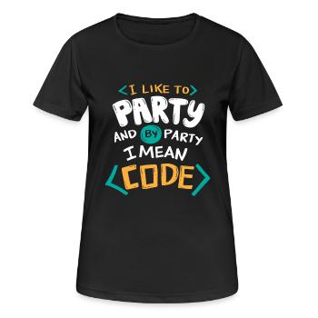 Ich mag Party und nach Party meine ich Code - Frauen T-Shirt atmungsaktiv - Schwarz - Vorne - AI Model Female 172 light (172cm)