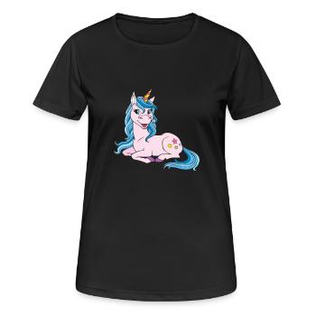 Einhorn - Frauen T-Shirt atmungsaktiv - Schwarz - Vorne - AI Model Female 172 light (172cm)