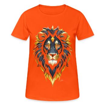 Gold and black lion - Women's Breathable T-Shirt - neon orange - Front - AI Model Female 172 dark (172cm)