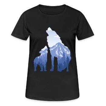 Wolf And Pup - Cadeau pour les amateurs de loups de montagne - T-shirt respirant Femme - noir - Devant - AI Model Female 172 light (172cm)