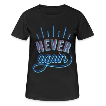 NEVER again - Frauen T-Shirt atmungsaktiv - Schwarz - Vorne - AI Model Female 172 light (172cm)