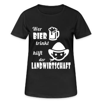 Bier und Landwirtschaft - Frauen T-Shirt atmungsaktiv - Schwarz - Vorne - AI Model Female 172 light (172cm)