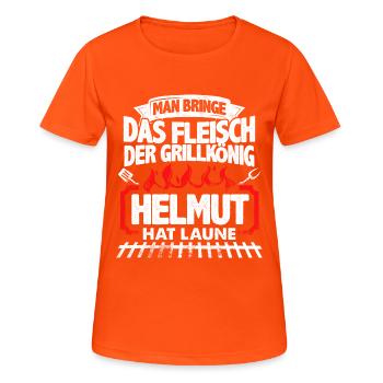 HELMUT - Grill - Frauen T-Shirt atmungsaktiv - Neonorange - Vorne - AI Model Female 172 dark (172cm)