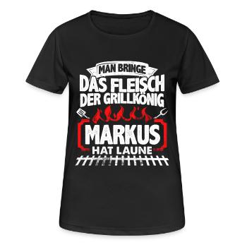 MARKUS - Grill - Frauen T-Shirt atmungsaktiv - Schwarz - Vorne - AI Model Female 172 light (172cm)
