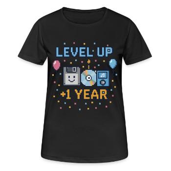 Anniversaire de niveau supérieur – Pixel Retro - T-shirt respirant Femme - noir - Devant - AI Model Female 172 light (172cm)