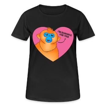 Singe à nez retroussé Singe Chimpanzé - T-shirt respirant Femme - noir - Devant - AI Model Female 172 light (172cm)