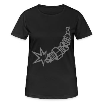 Bougie d'allumage (changement de couleur individuelle) - T-shirt respirant Femme - noir - Devant - AI Model Female 172 light (172cm)