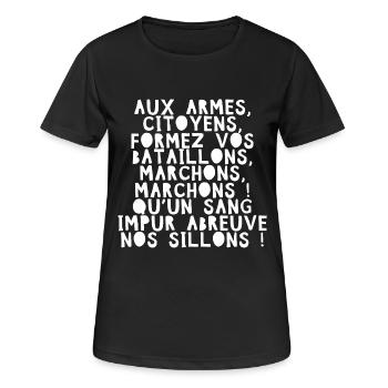 France Hymne national Français La Marseillaise B - T-shirt respirant Femme - noir - Devant - AI Model Female 172 light (172cm)