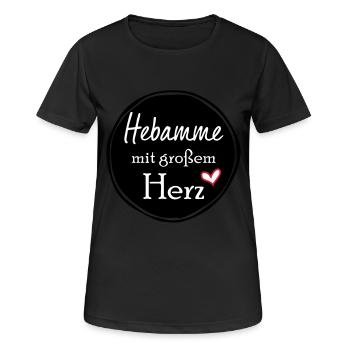 Hebamme mit großem Herz - Frauen T-Shirt atmungsaktiv - Schwarz - Vorne - AI Model Female 172 light (172cm)