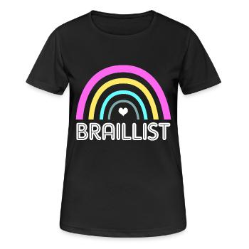 Blind Blindenschrift Braille - Frauen T-Shirt atmungsaktiv - Schwarz - Vorne - AI Model Female 172 light (172cm)