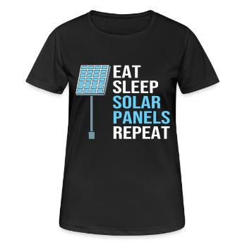 Erneuerbare Energien Solarzellen Photovoltaik - Frauen T-Shirt atmungsaktiv - Schwarz - Vorne - AI Model Female 172 light (172cm)