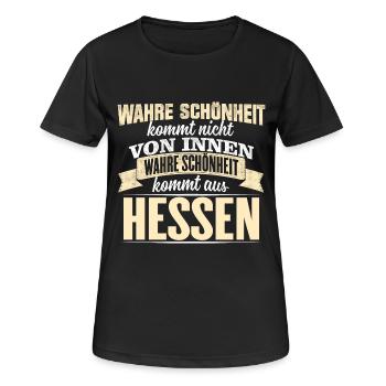 HESSEN - Schönheit - Frauen T-Shirt atmungsaktiv - Schwarz - Vorne - AI Model Female 172 light (172cm)