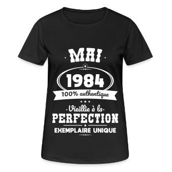 40-jähriges Jubiläum - Mai 1984 Perfektion - Frauen T-Shirt atmungsaktiv - Schwarz - Vorne - AI Model Female 172 light (172cm)