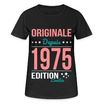 Anniversaire 50 ans - Originale depuis 1975 - T-shirt respirant Femme - noir - Devant - AI Model Female 172 light (172cm)