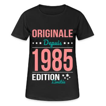 40-jähriges Jubiläum - Original seit 1985 - Frauen T-Shirt atmungsaktiv - Schwarz - Vorne - AI Model Female 172 light (172cm)