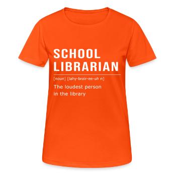Reading Library Bookworm - Women's Breathable T-Shirt - neon orange - Front - AI Model Female 172 dark (172cm)