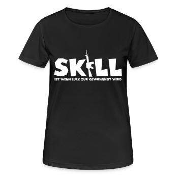 skill ist wenn luck zur gewohnheit wird - Frauen T-Shirt atmungsaktiv - Schwarz - Vorne - AI Model Female 172 light (172cm)