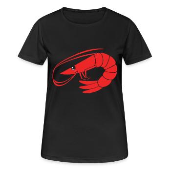 Crevettes, écrevisses, fruits de mer, crabe - T-shirt respirant Femme - noir - Devant - AI Model Female 172 light (172cm)