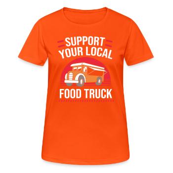 Imbiss Food Truck - Frauen T-Shirt atmungsaktiv - Neonorange - Vorne - AI Model Female 172 dark (172cm)