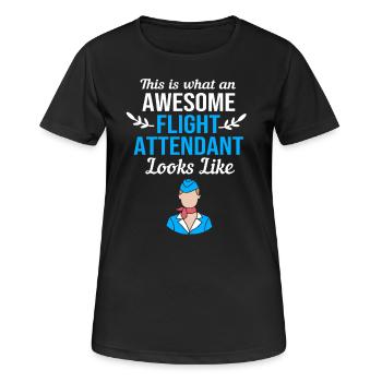 Hôtesse de l’air hôtesse de l’air - T-shirt respirant Femme - noir - Devant - AI Model Female 172 light (172cm)