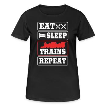 Modelleisenbahn Modellbau Modellbauer - Frauen T-Shirt atmungsaktiv - Schwarz - Vorne - AI Model Female 172 light (172cm)