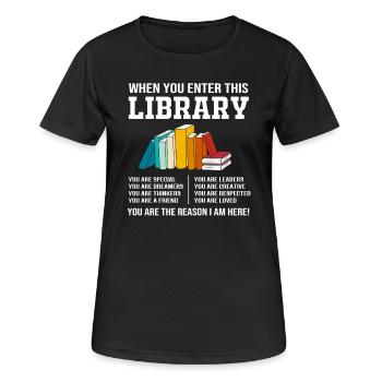 Bibliothèque Livre Rat de bibliothèque Lecture Rat de bibliothèque - T-shirt respirant Femme - noir - Devant - AI Model Female 172 light (172cm)