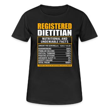 Diététicien Régime - T-shirt respirant Femme - noir - Devant - AI Model Female 172 light (172cm)
