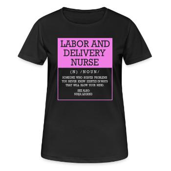 Sage-femme Accouchement - T-shirt respirant Femme - noir - Devant - AI Model Female 172 light (172cm)