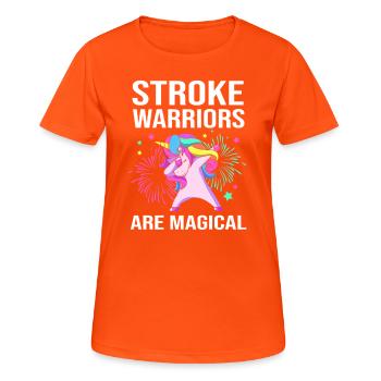 Accident vasculaire cérébral Accident vasculaire cérébral - T-shirt respirant Femme - orange néon - Devant - AI Model Female 172 dark (172cm)