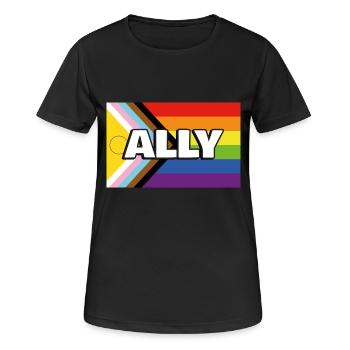 Pride Ally Inclusive Pride Progress Flag - Women's Breathable T-Shirt - black - Front - AI Model Female 172 light (172cm)