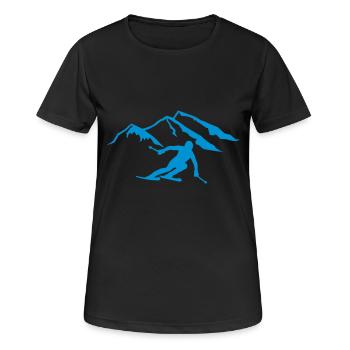 Ski - Frauen T-Shirt atmungsaktiv - Schwarz - Vorne - AI Model Female 172 light (172cm)