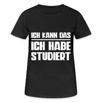 je peux étudier le texte de la sentence - T-shirt respirant Femme - noir - Devant - AI Model Female 172 light (172cm)