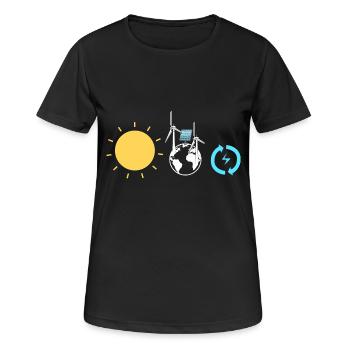 Solarzellen Sonnenenergie Erneuerbare Energien - Frauen T-Shirt atmungsaktiv - Schwarz - Vorne - AI Model Female 172 light (172cm)