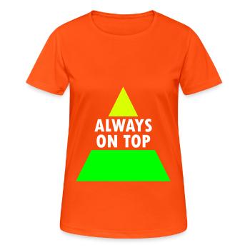 Always on top (geteiltes Dreieck) - Frauen T-Shirt atmungsaktiv - Neonorange - Vorne - AI Model Female 172 dark (172cm)