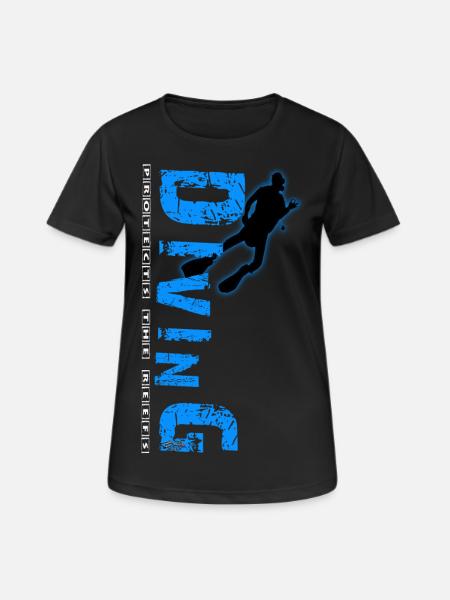 Diving - protects the reefs - Frauen T-Shirt atmungsaktiv - Schwarz