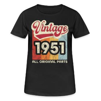 Jahrgang 1951 - Frauen T-Shirt atmungsaktiv - Schwarz - Vorne - AI Model Female 172 light (172cm)