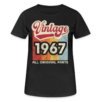 Jahrgang 1967 - Frauen T-Shirt atmungsaktiv - Schwarz - Vorne - AI Model Female 172 light (172cm)