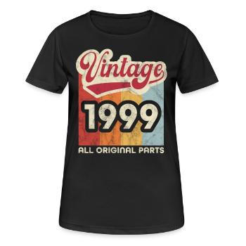 Jahrgang 1999 - Frauen T-Shirt atmungsaktiv - Schwarz - Vorne - AI Model Female 172 light (172cm)