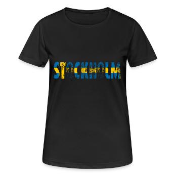 Stockholm - Frauen T-Shirt atmungsaktiv - Schwarz - Vorne - AI Model Female 172 light (172cm)