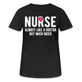 Krankenschwester - Frauen T-Shirt atmungsaktiv - Schwarz - Vorne - AI Model Female 172 light (172cm)