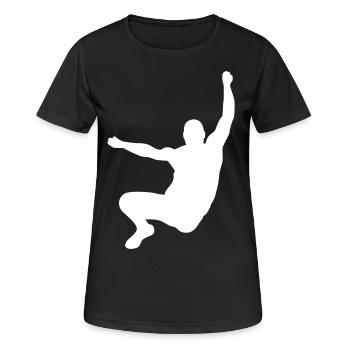 Weitsprung Sport - Frauen T-Shirt atmungsaktiv - Schwarz - Vorne - AI Model Female 172 light (172cm)