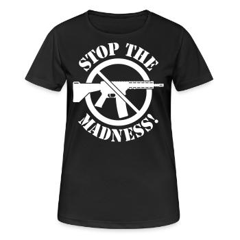 Arrêtez la folie! (Interdiction des armes panneau 1C) - T-shirt respirant Femme - noir - Devant - AI Model Female 172 light (172cm)