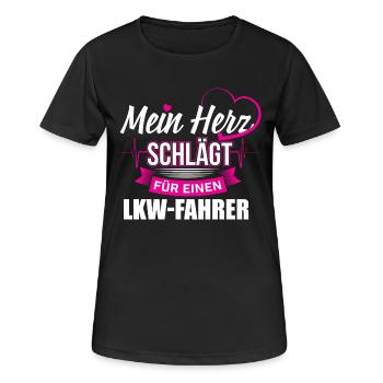 Frau LKW-Fahrer Trucker Fernfahrer Herz - Frauen T-Shirt atmungsaktiv - Schwarz - Vorne - AI Model Female 172 light (172cm)