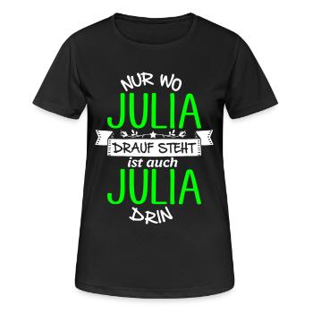 JULIA die Echte - Frauen T-Shirt atmungsaktiv - Schwarz - Vorne - AI Model Female 172 light (172cm)