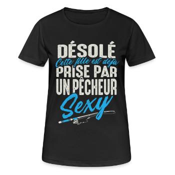 Shirt Fischen - bereits von einem reizvollen Fischer genommen - Frauen T-Shirt atmungsaktiv - Schwarz - Vorne - AI Model Female 172 light (172cm)